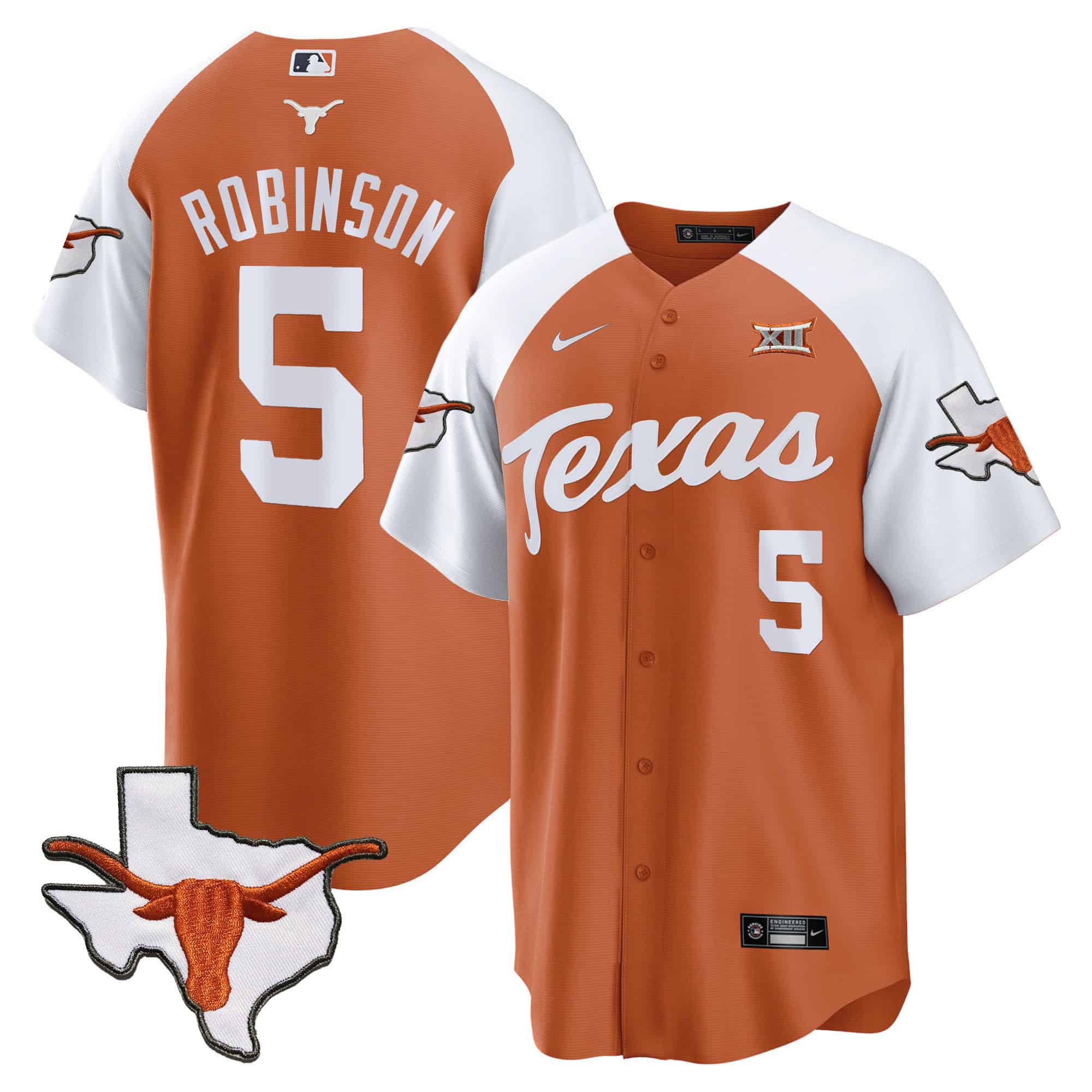 Men Texas Longhorns #5 Robinson Orange 2024 Baseball NCAA Jersey->indianapolis colts->NFL Jersey